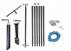 Hand well auger 120mm 7m + bailer 90