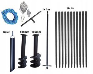 Hand well auger 145+180/12m + bailer 90